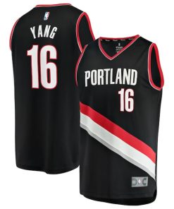 Yang Hansen Portland Trail Blazers  Youth Fast Break Replica Jersey - Black - Icon Edition