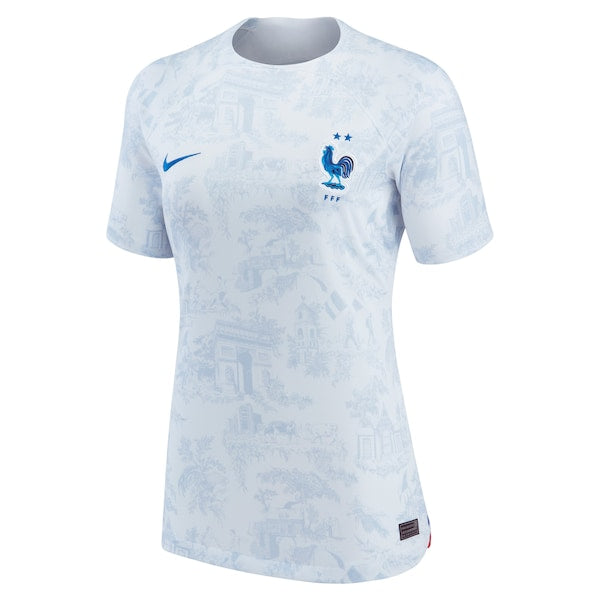 France National Team Nike Women's 2022/23 Away Breathe Stadium Replica Blank Jersey - White - Image 2