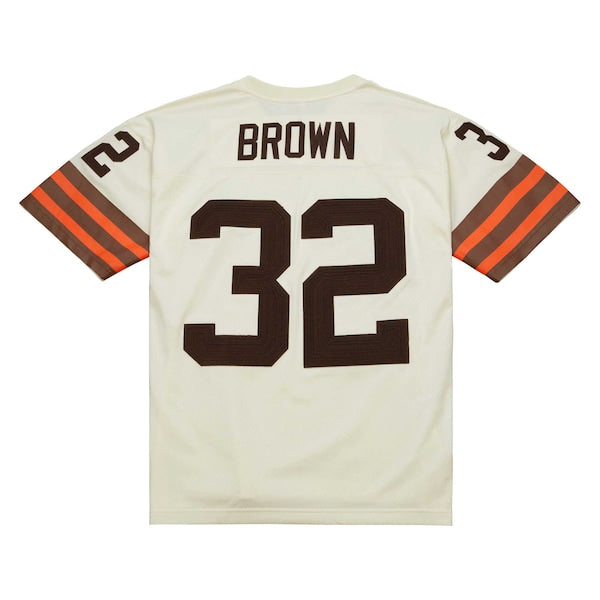 Jim Brown Cleveland Browns Chainstitch Legacy Jersey - Cream - Image 3