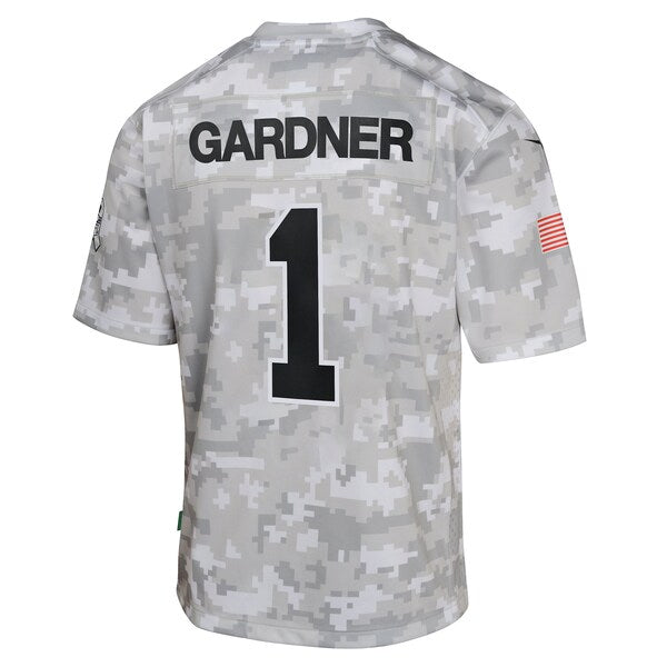Sauce Gardner New York Jets Nike Youth 2024 Salute to Service Game Jersey - Arctic Camo - Image 3