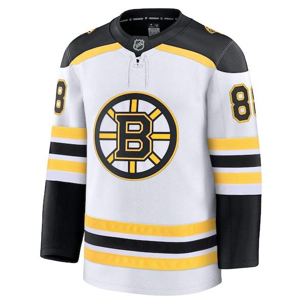 David Pastrnak Boston Bruins Away Premium Jersey - White/Black - Image 3
