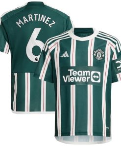 Alternative view of Lisandro Mart¨ªnez Manchester United adidas Youth 2023/24 Away Replica Player Jersey - Green/White