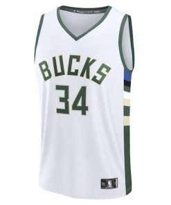 Alternative view of Giannis Antetokounmpo Milwaukee Bucks  Fast Break Replica Player Jersey - Association Edition - White