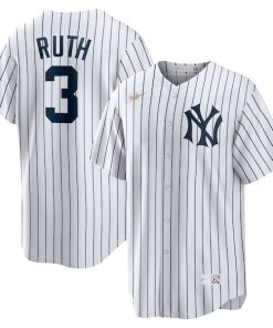 Alternative view of Babe Ruth New York Yankees Nike Home Cooperstown Collection Player Jersey - White/Gray