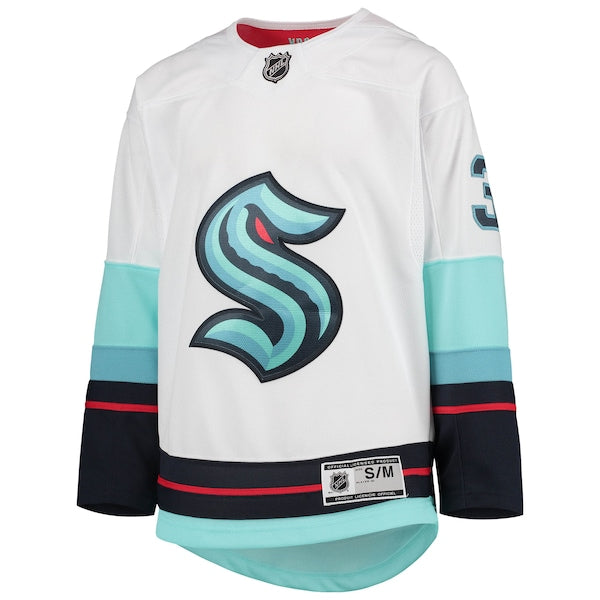 Philipp Grubauer Seattle Kraken Youth Away Premier Player Jersey - White - Image 2