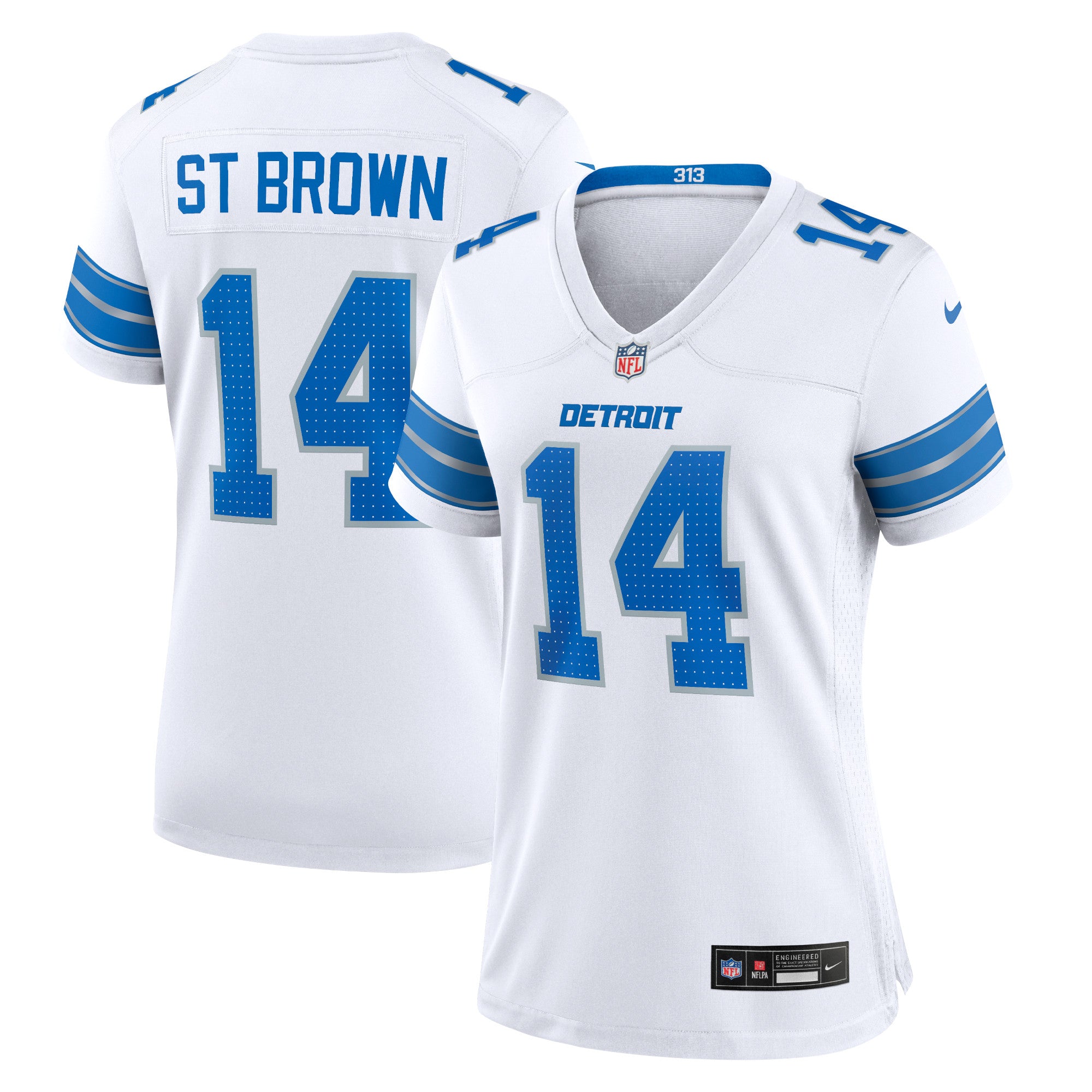 Amon-Ra St. Brown Detroit Lions Nike Women's Team Game Jersey - Blue/White - Image 6