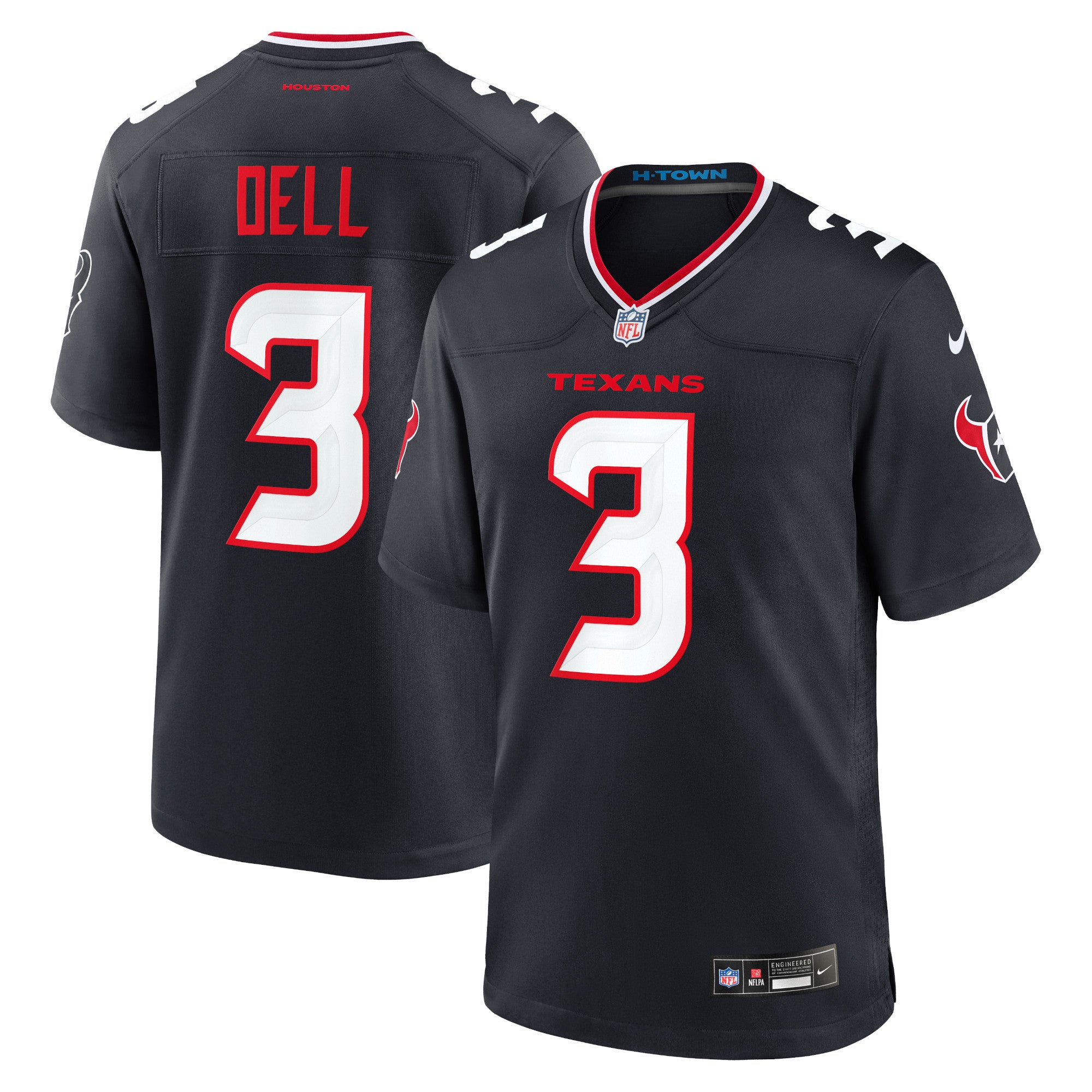 Tank Dell Houston Texans Nike Game Jersey - White/Red/Navy - Image 6