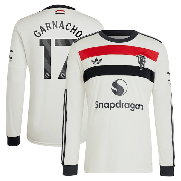 Alejandro Garnacho Manchester United adidas Originals 2024/25 Third Replica Long Sleeve Jersey - Cream