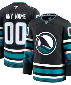 Alternative view of San Jose Sharks  Alternate Premium Custom Jersey - Black/Teal