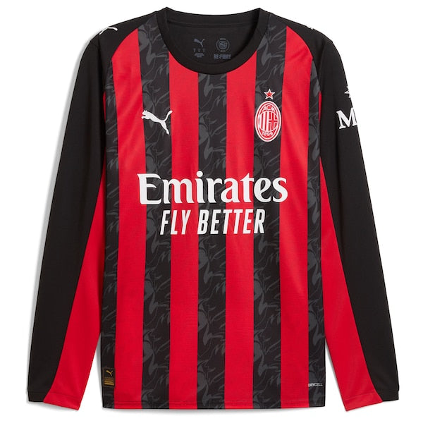 Christian Pulisic AC Milan Puma 2025/26 Home Replica Long Sleeve Player Jersey - Red - Image 2