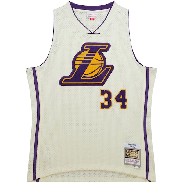 Shaquille O'Neal Los Angeles Lakers Chainstitch Swingman Jersey - Cream - Image 3