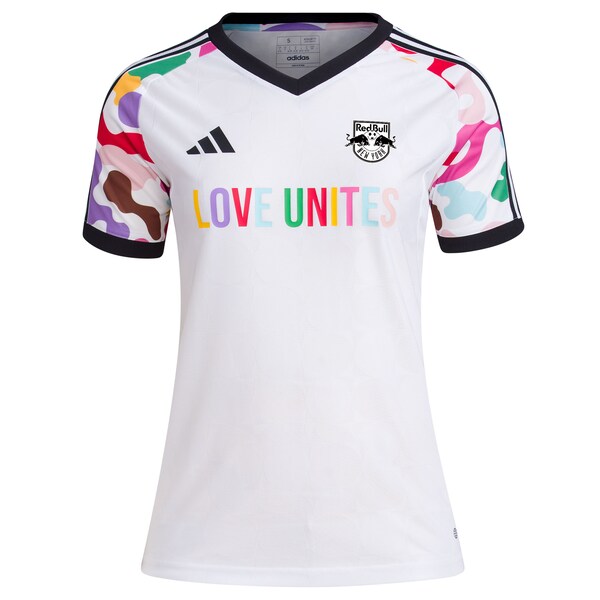 New York Red Bulls adidas Women's 2024 Pride Pre-Match Top - White - Image 2
