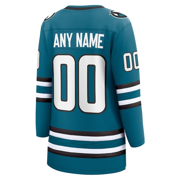 San Jose Sharks Women's Home Breakaway Custom Jersey - Teal - Image 3