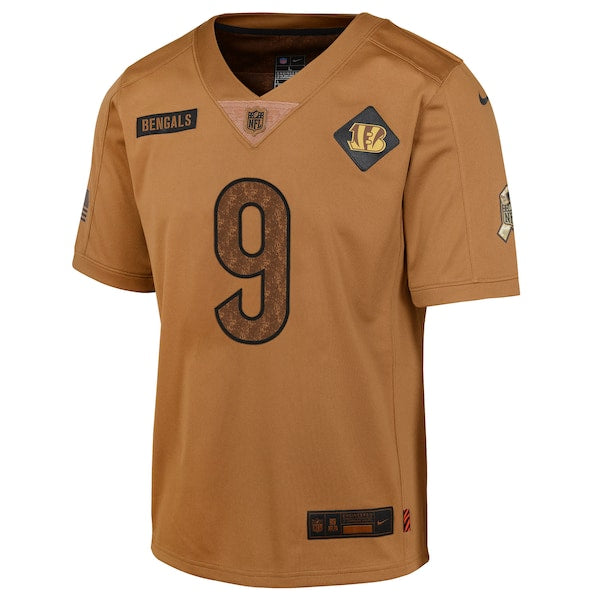 Joe Burrow Cincinnati Bengals Nike Youth 2023 Salute To Service Limited Jersey - Brown - Image 2