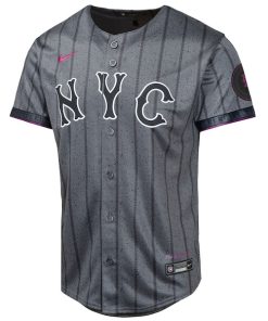 Alternative view of Brandon Nimmo New York Mets Nike Youth 2024 City Connect Limited Player Jersey - Graphite