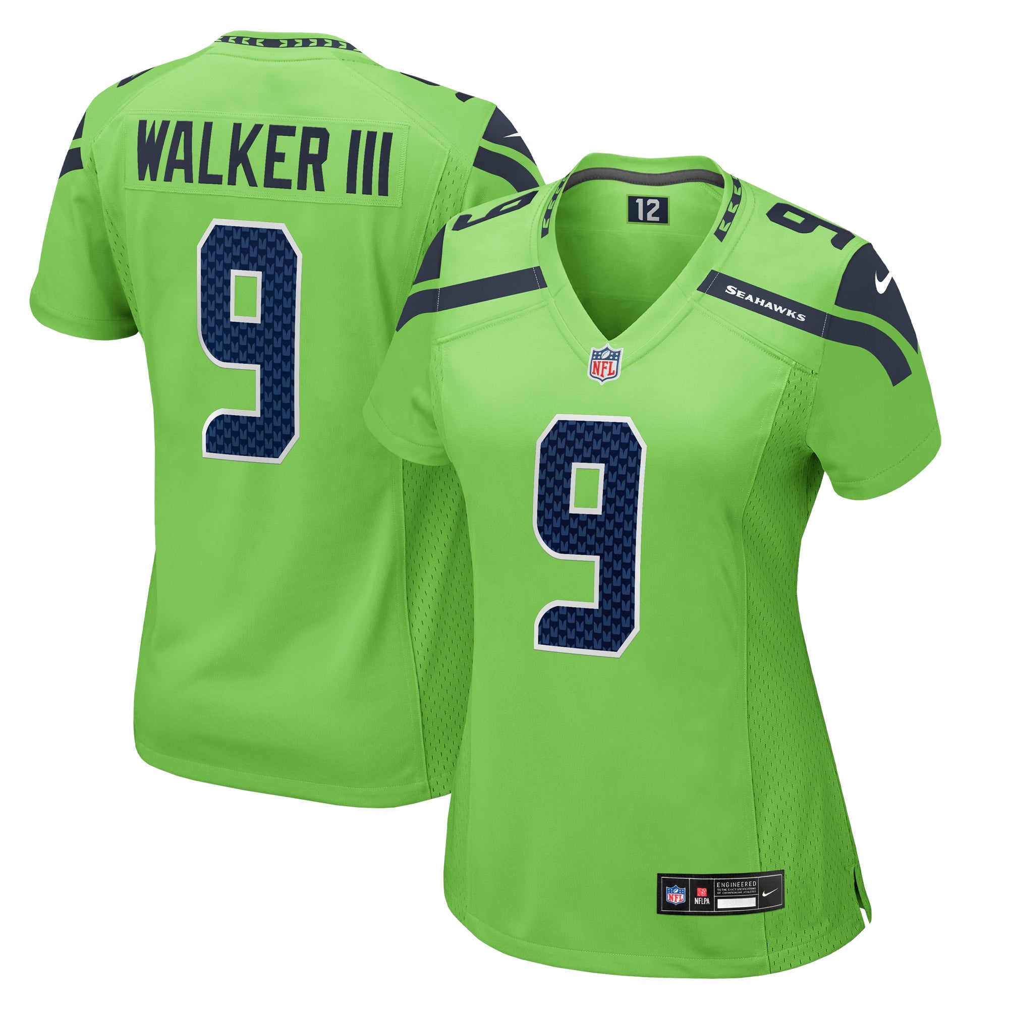 Kenneth Walker III Seattle Seahawks Nike Women's Team Game Jersey - College Navy/Neon Green - Image 7