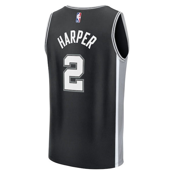 Dylan Harper San Antonio Spurs Youth 2025 NBA Draft First Round Pick Fast Break Replica Jersey - Icon Edition - Black - Image 3