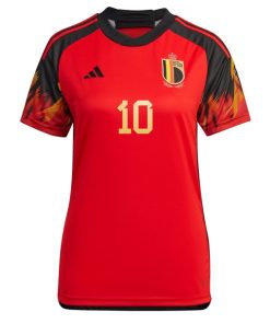 Alternative view of Eden Hazard Belgium National Team adidas Women's 2022/23 Home Replica Jersey - Red