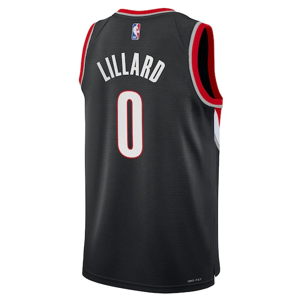 Damian Lillard Portland Trail Blazers Nike Youth Swingman Jersey - Icon Edition - Black - Image 3