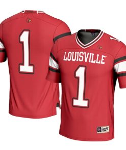 Alternative view of #1 Louisville Cardinals GameDay Greats Youth Football Jersey - Red/White/Black