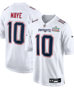 Alternative view of Men's New England Patriots Drake Maye Nike Super Bowl LX Patch Tundra Fashion Game Jersey - White/Black