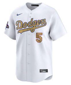 Alternative view of Freddie Freeman Los Angeles Dodgers Nike 2025 Gold Collection Limited Jersey ¨C White