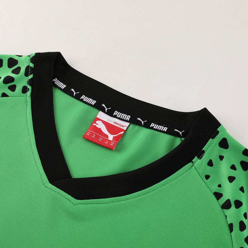 Puma Short Sleeve Training Jersey Set-PD02-Green/Black - Image 8