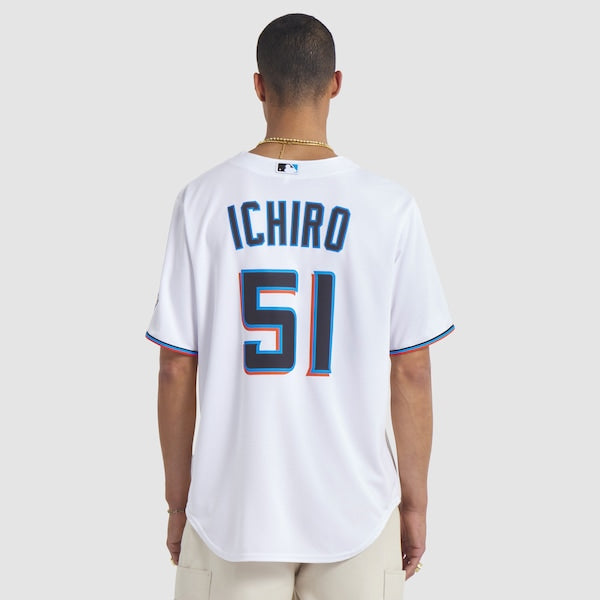 Ichiro Suzuki Miami Marlins Nike 2025 Baseball Hall of Fame Name & Number Retired Replica Jersey - White - Image 2