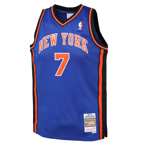 Men's Carmelo Anthony New York Knicks 2010/11 Hardwood Classics Swingman Jersey - Blue - Image 2