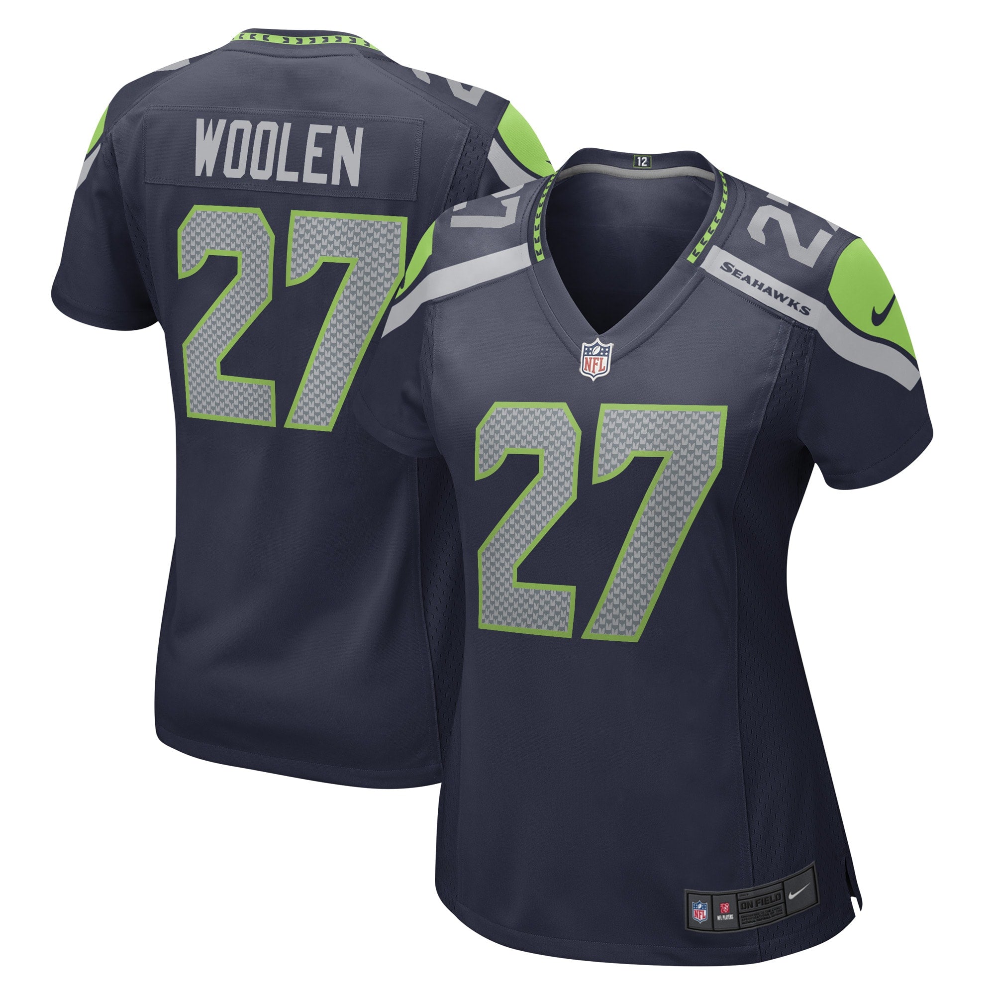 Tariq Woolen Seattle Seahawks Nike Women's Throwback Player Game Jersey - Royal/Navy/Neon Green - Image 7