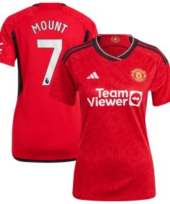 Alternative view of Mason Mount Manchester United adidas Women's 2023/24 Home Replica Player Jersey - Red/Green