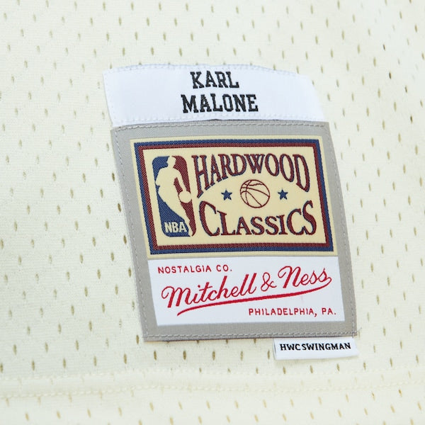 Karl Malone Utah Jazz Chainstitch Swingman Jersey - Cream - Image 6