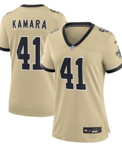 Alternative view of Alvin Kamara New Orleans Saints Nike Women's Gameday Golds Alternate Game Player Jersey - Gold/Black/White
