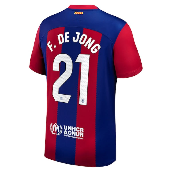 Frenkie de Jong Barcelona Nike 2023/24 Home Replica Jersey - Royal/Aqua/White - Image 4