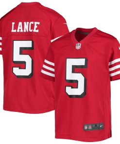 Alternative view of Trey Lance San Francisco 49ers Nike Youth Game Jersey - White/Scarlet