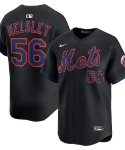 Alternative view of Ryan Helsley New York Mets Nike Alternate Limited Player Jersey - Black/White