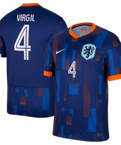 Virgil van Dijk Netherlands National Team Nike 2024 Away Replica Jersey - Blue/Orange