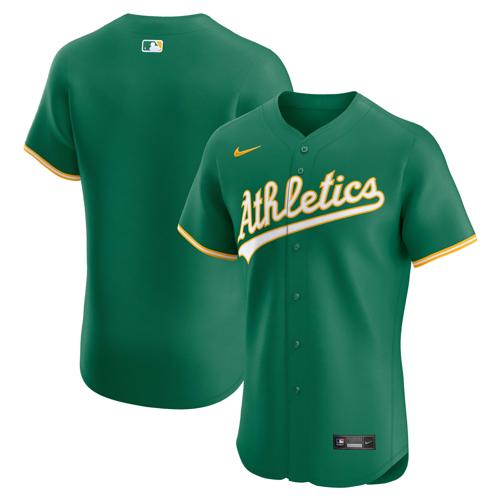 Athletics Nike Alternate 2 Elite Jersey - Gold/Kelly Green/White - Image 7
