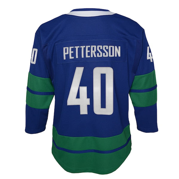 Elias Pettersson Vancouver Canucks Youth Royal 2019/20 Alternate Premier Player Jersey - Image 3