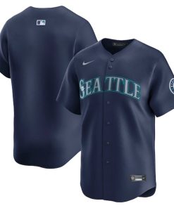 Alternative view of Seattle Mariners Nike Road Limited Jersey - Navy/Aqua