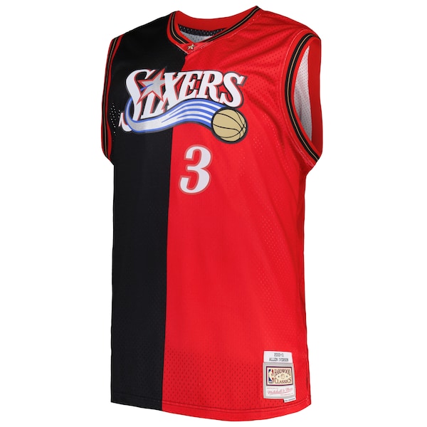 Allen Iverson Philadelphia 76ers Big & Tall Hardwood Classics 2000/01 Split Swingman Jersey - Black/Red - Image 2
