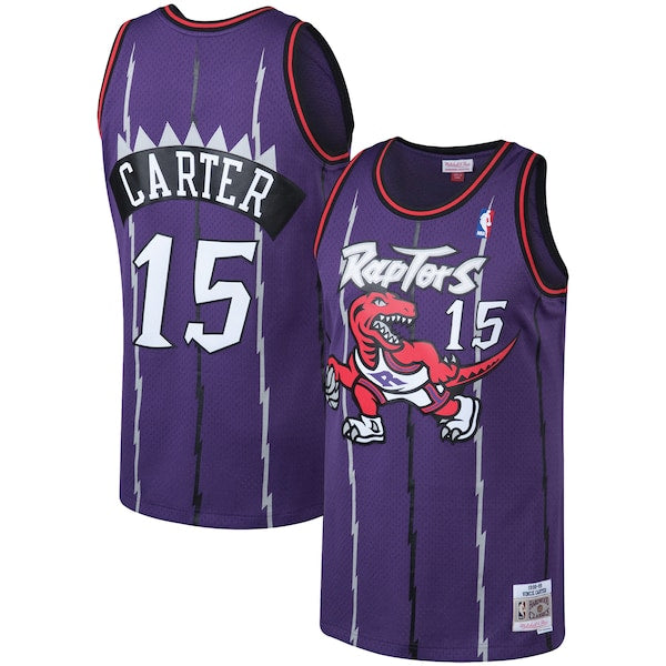 Vince Carter Toronto Raptors 1998/99 Big & Tall Hardwood Classics Swingman Jersey - Purple/White - Image 2
