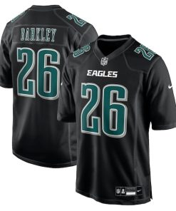 Alternative view of Saquon Barkley Philadelphia Eagles Nike Fashion Game Jersey - Carbon Black/White