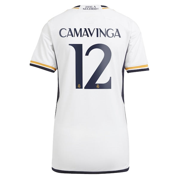 Eduardo Camavinga Los Merengues adidas Women's 2023/24 Home Replica Jersey - White/Navy - Image 4