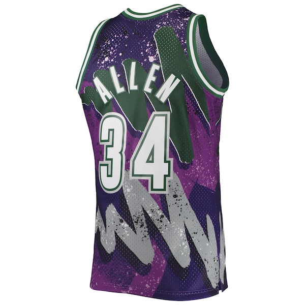 Ray Allen Milwaukee Bucks Hardwood Classics 2000/01 Hyper Hoops Swingman Jersey - Purple - Image 3