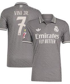 Alternative view of Vini Jr. Los Merengues adidas Originals 2024/25 Third Authentic Player Jersey - Charcoal/White