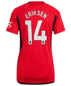 Alternative view of Christian Eriksen Manchester United adidas Women's 2023/24 Home Replica Player Jersey - Red/Green