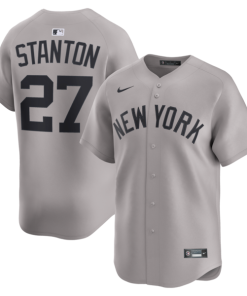 Alternative view of Giancarlo Stanton New York Yankees Nike Road Limited Jersey - Gray/White