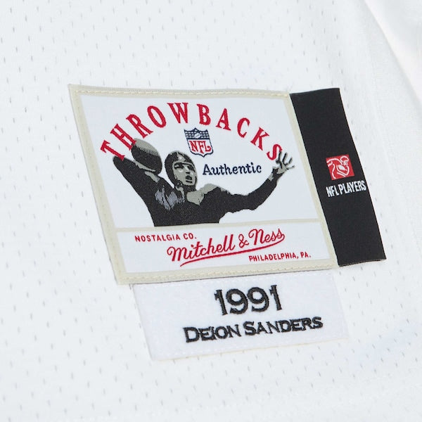 Deion Sanders Atlanta Falcons 1991 Authentic Throwback Retired Player Jersey - White - Image 6