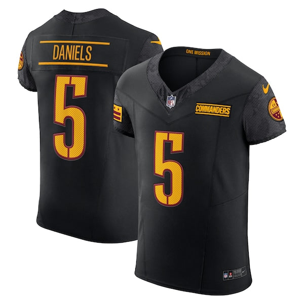 Jayden Daniels Washington Commanders Nike Alternate Vapor F.U.S.E. Elite Jersey - Black/Burgundy - Image 2